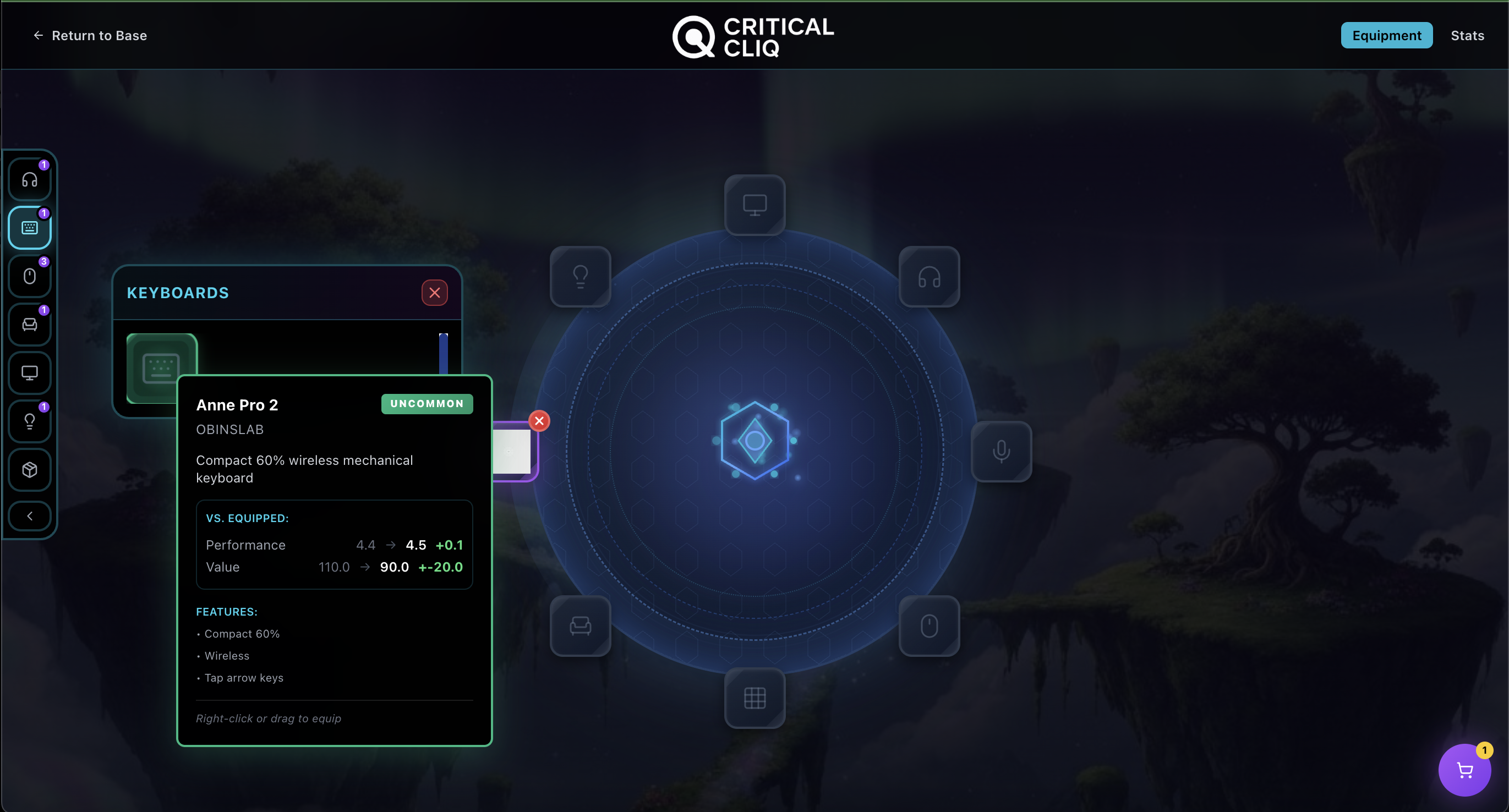 Equipment Comparison Interface