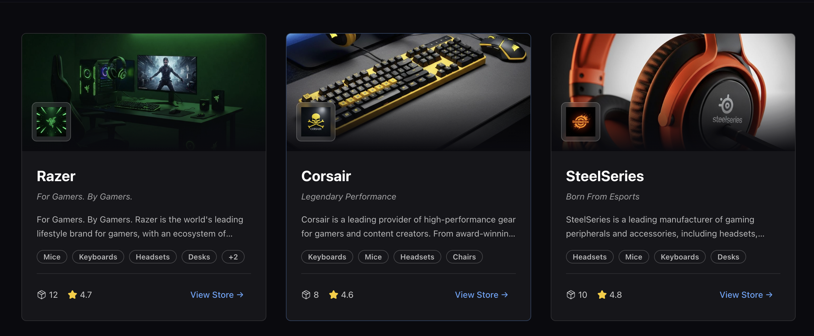 Premium Gaming Brands - Razer, Corsair, SteelSeries